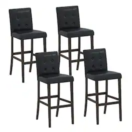 Gymax - Set of 4 Bar Stools 29 '' Counter Height Barstool Pub Chair Rubber Wood - Black