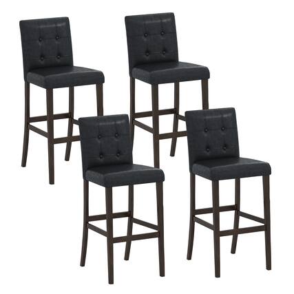 Front. Gymax - Gymax Set of 4 Bar Stools 29 '' Counter Height Barstool Pub Chair Rubber Wood Black - Black.