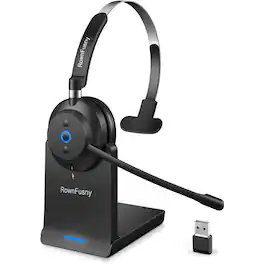 Rownfusny - R03P Bluetooth Wireless Headset With Mic, USB Dongle & Charging Base