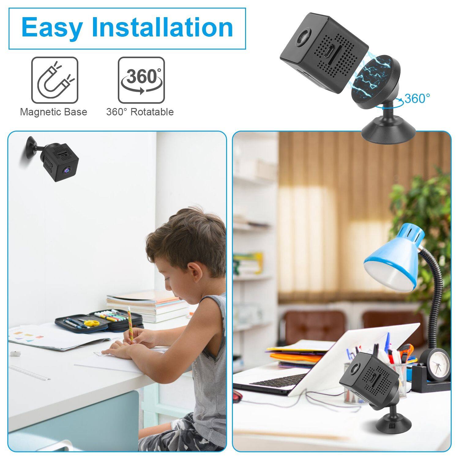 Easy Installation  
Magnetic Base  
360° Rotatable