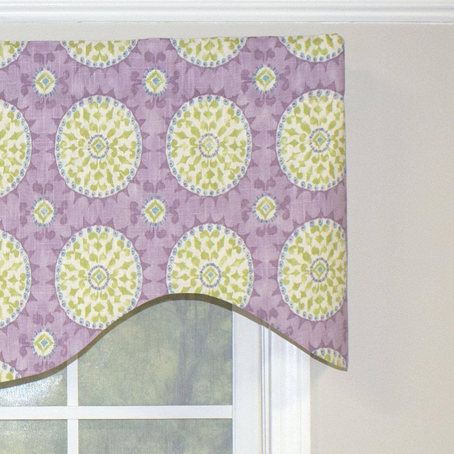 Left. RLF Home - RLF Home Canne Cornice 100% Cotton with Fully Lined 3" Rod Pocket Valnance for Windows 50" x 17" Heather - Heather.