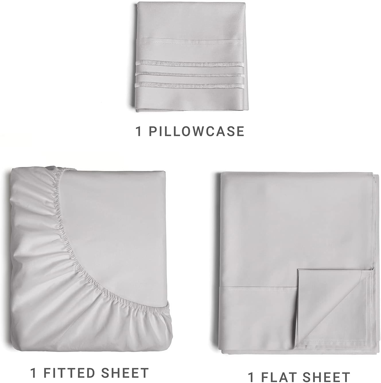 1 Pillowcase  
1 Fitted Sheet  
1 Flat Sheet