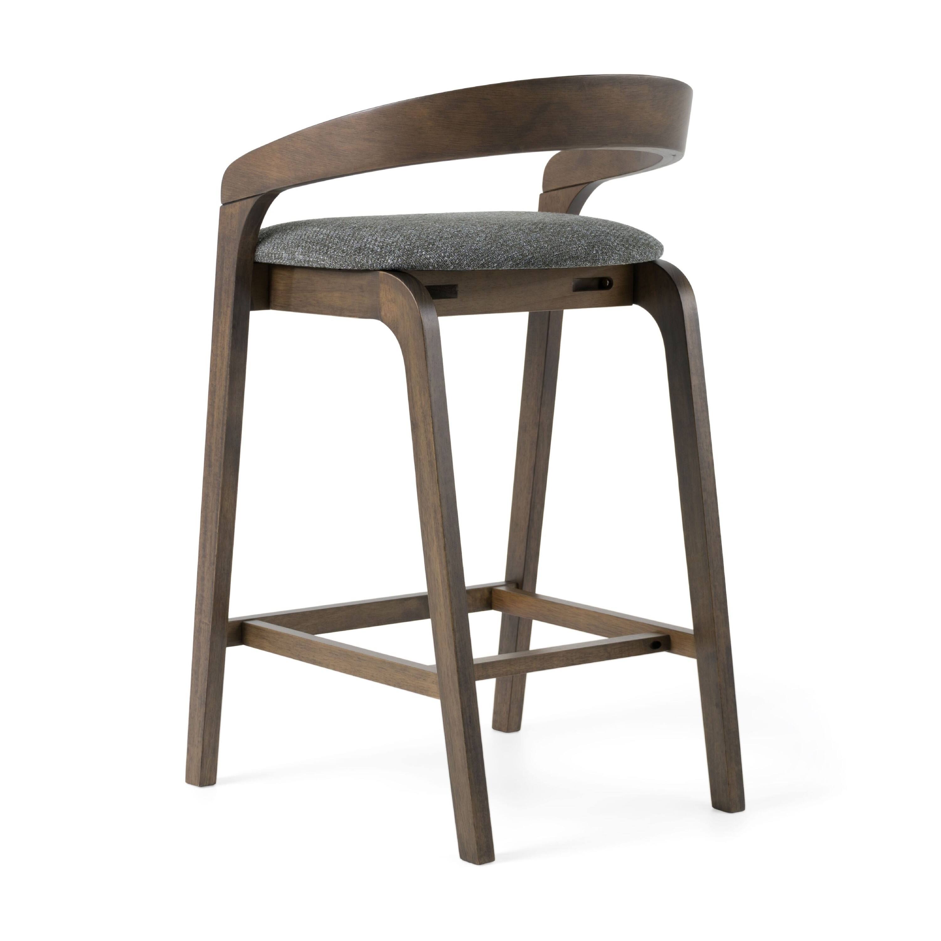 Back. Manhattan Lane - Cid Lenn Counter Stool Chair Set of 2, Curved Rubberwood - Gray, Wenge Brown.
