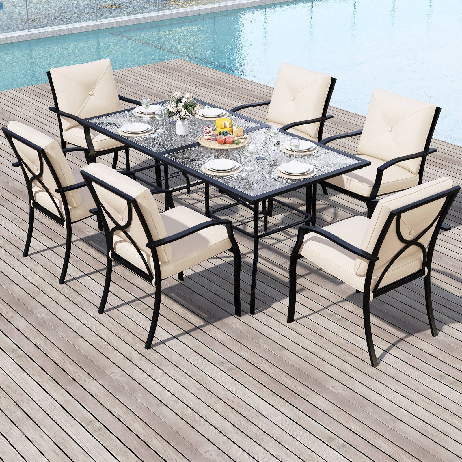 Alt View 9. Gymax - Gymax Outdoor Patio Dining Chair Set of 4 Stackable Garden Chairs with Metal Frame - Beige.
