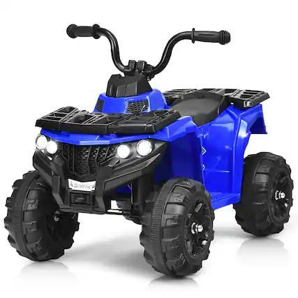 Front. Costway - Costway Kids Ride On ATV Quad 4 Wheeler Electric Toy Car 6V Battery Power Led Lights - Blue.