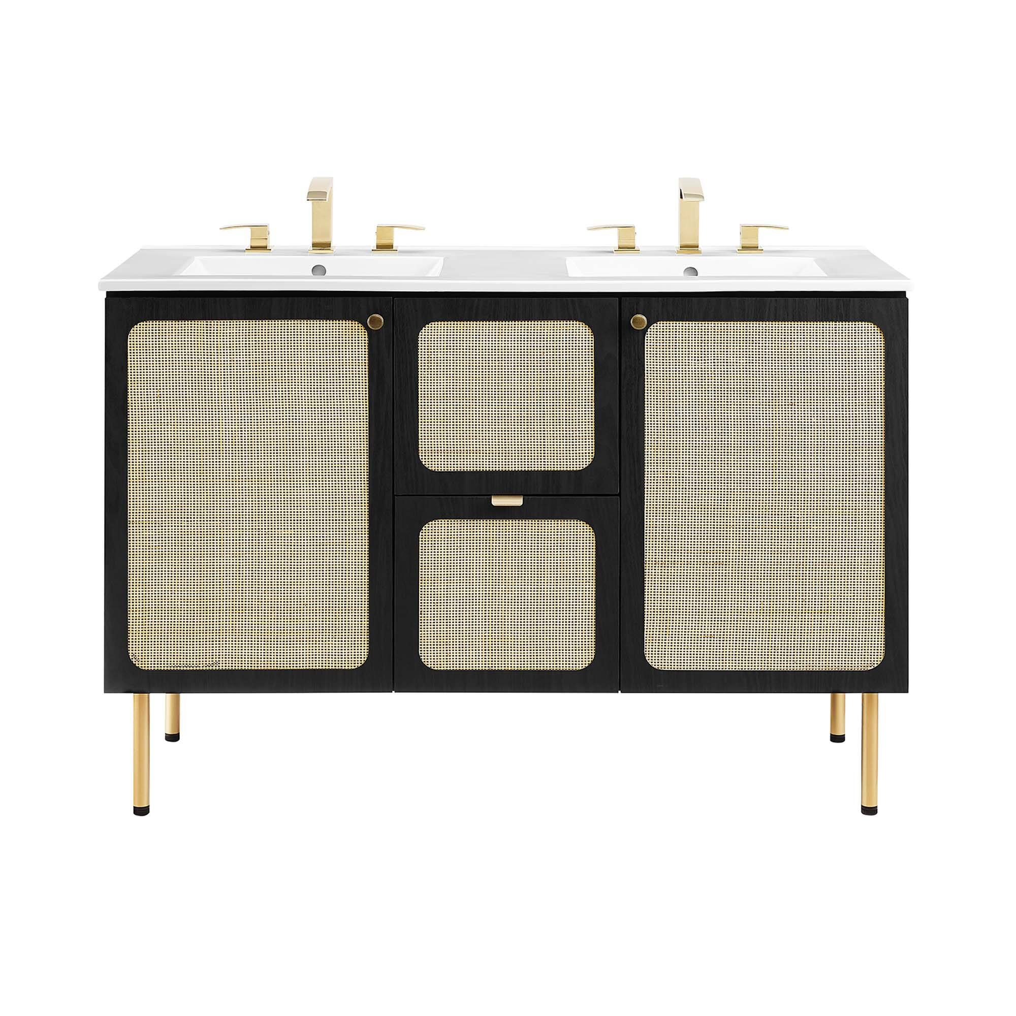 Alt View 8. Modway - Chaucer 48" Bathroom Vanity with White Basin Included by Modway - Black White.