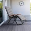Front. PURPLE LEAF - Widened Patio Reclining Chair Zero Gravity Chaise Lounge Folding Chair with Removable Cushion Adjustable Headrest - Grey.