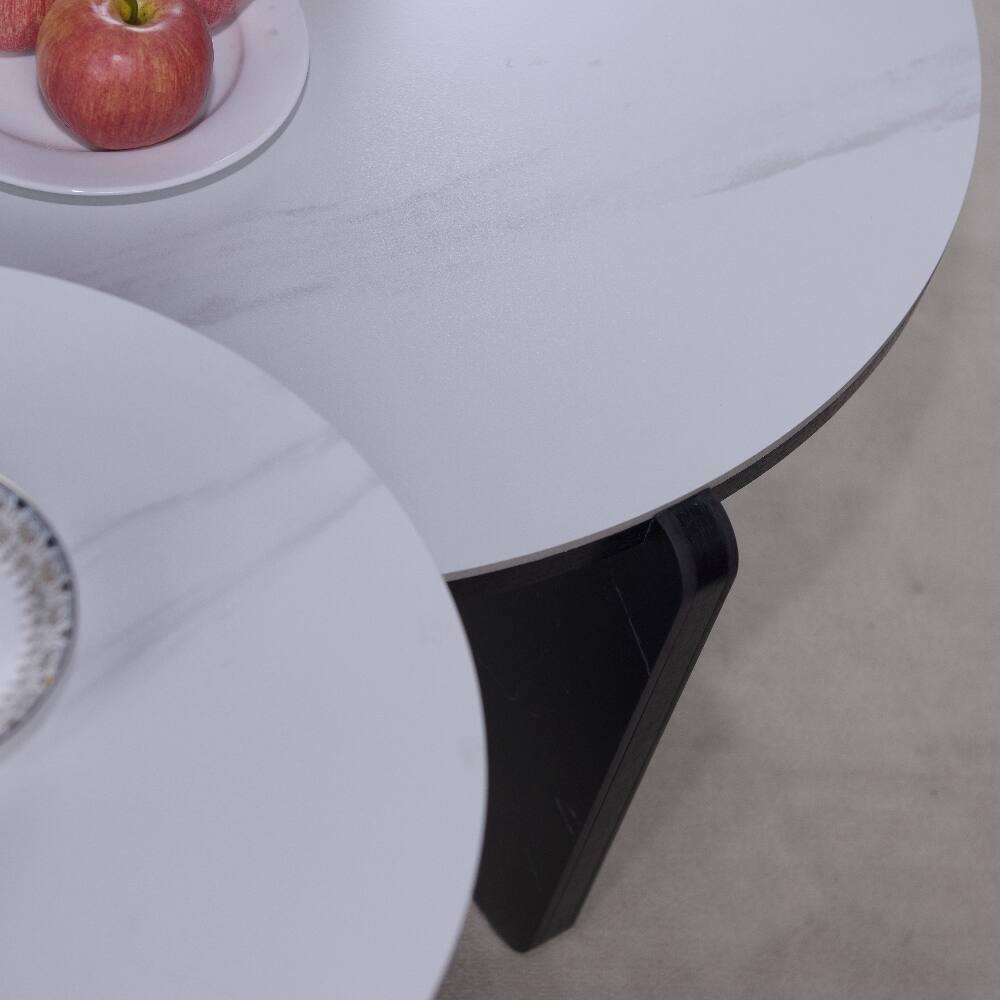 Alt View 6. Loheer - Loheer Set of 2 Round Nesting Coffee Table White Sintered Stone - White.