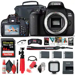Canon - EOS Rebel 800D / T7i DSLR Camera + 64GB Memory Card + Case Pro Bundle
