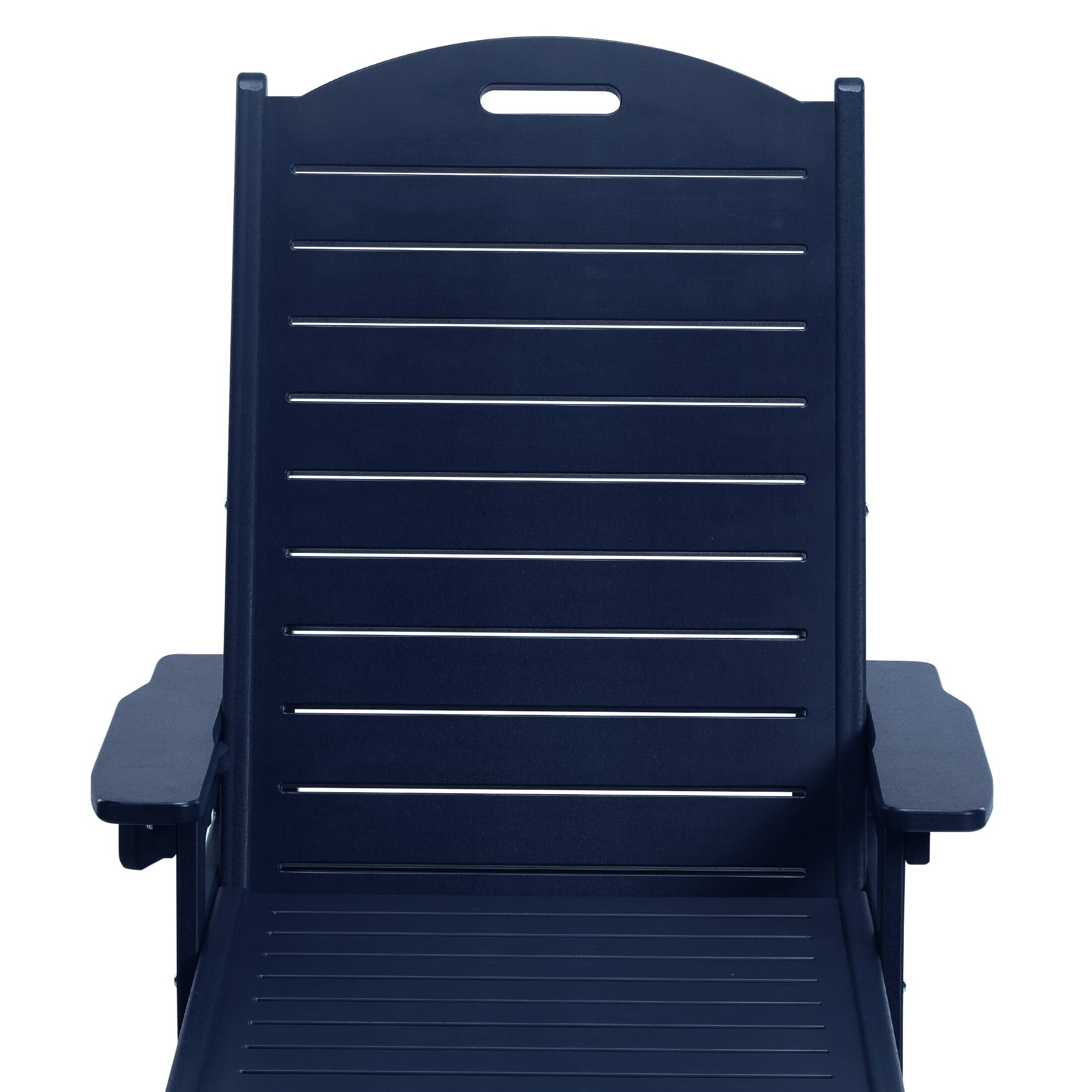 Alt View 2. WestinTrends - WestinTrends Aruba Outdoor HDPE Patio Chaise Lounges With Wheels & Cup Holder (Set of 4) - Navy Blue.