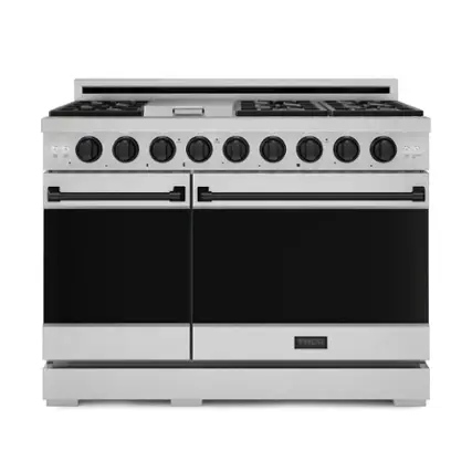 Front. Thor Kitchen - Gordon Ramsay Series by Thor Kitchen 6.8 Cu. Ft Freestanding Gas Range with Black Hardware - Stainless Steel.