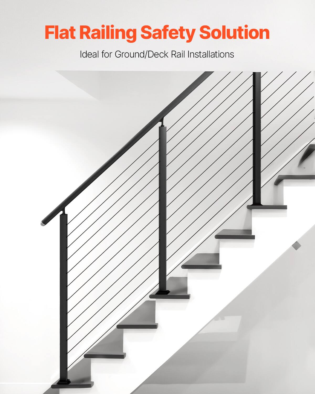 Flat Railing Safety Solution  
Ideal for Ground/Deck Rail Installations