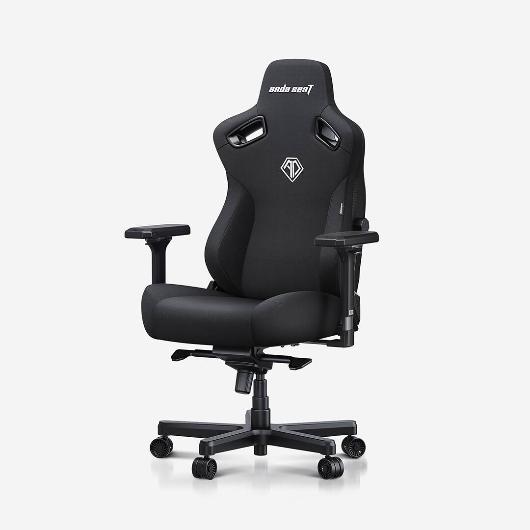 Front. AndaSeat - Kaiser 3 Ergonomic Computer Gaming Chair with Linen Fabric, Lumbar Support, Magnetic Headrest & 4D Armrests - L Size - Carbon Black.
