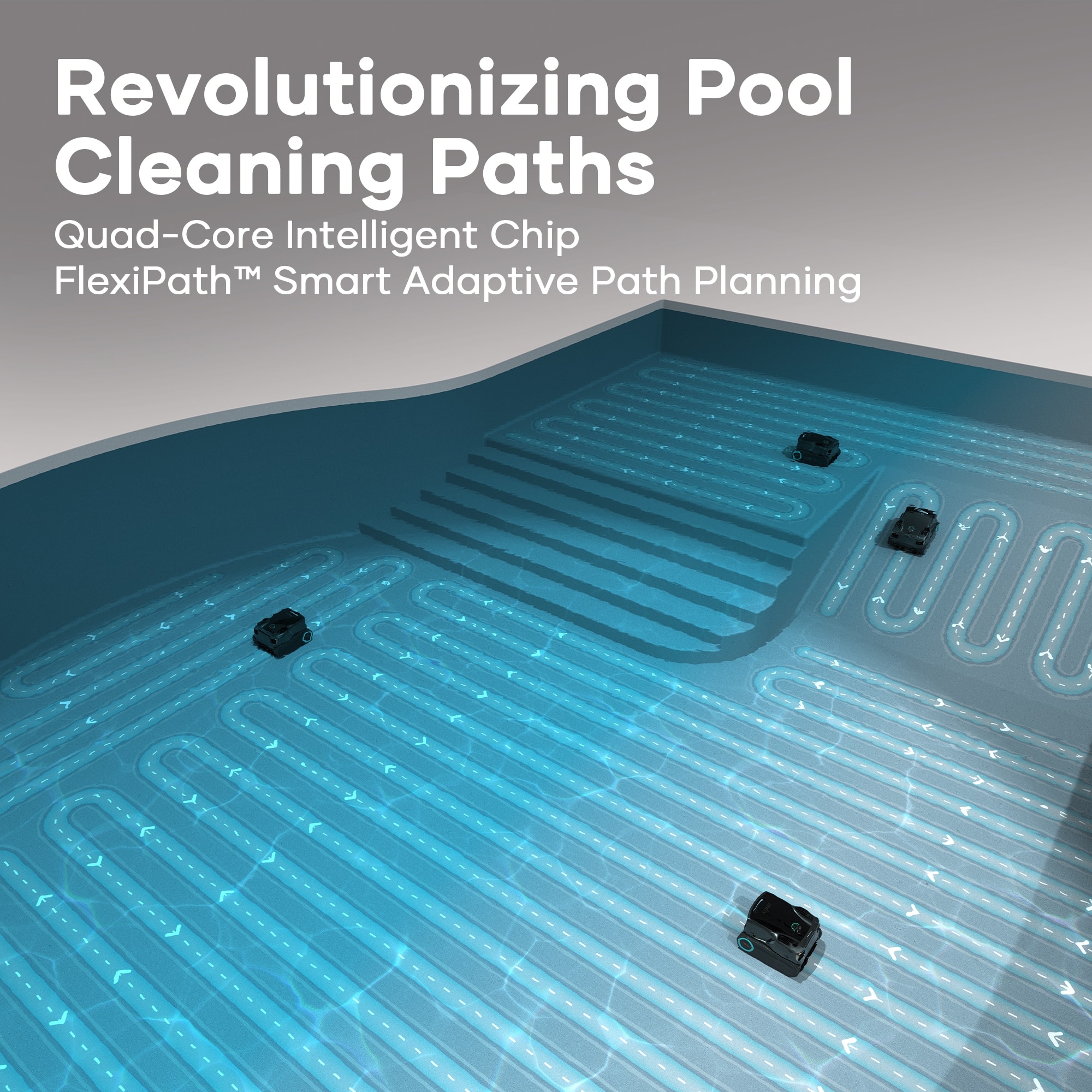 Revolutionizing Pool Cleaning Paths Quad-Core Intelligent Chip FlexiPath Smart Adaptive Path Planning