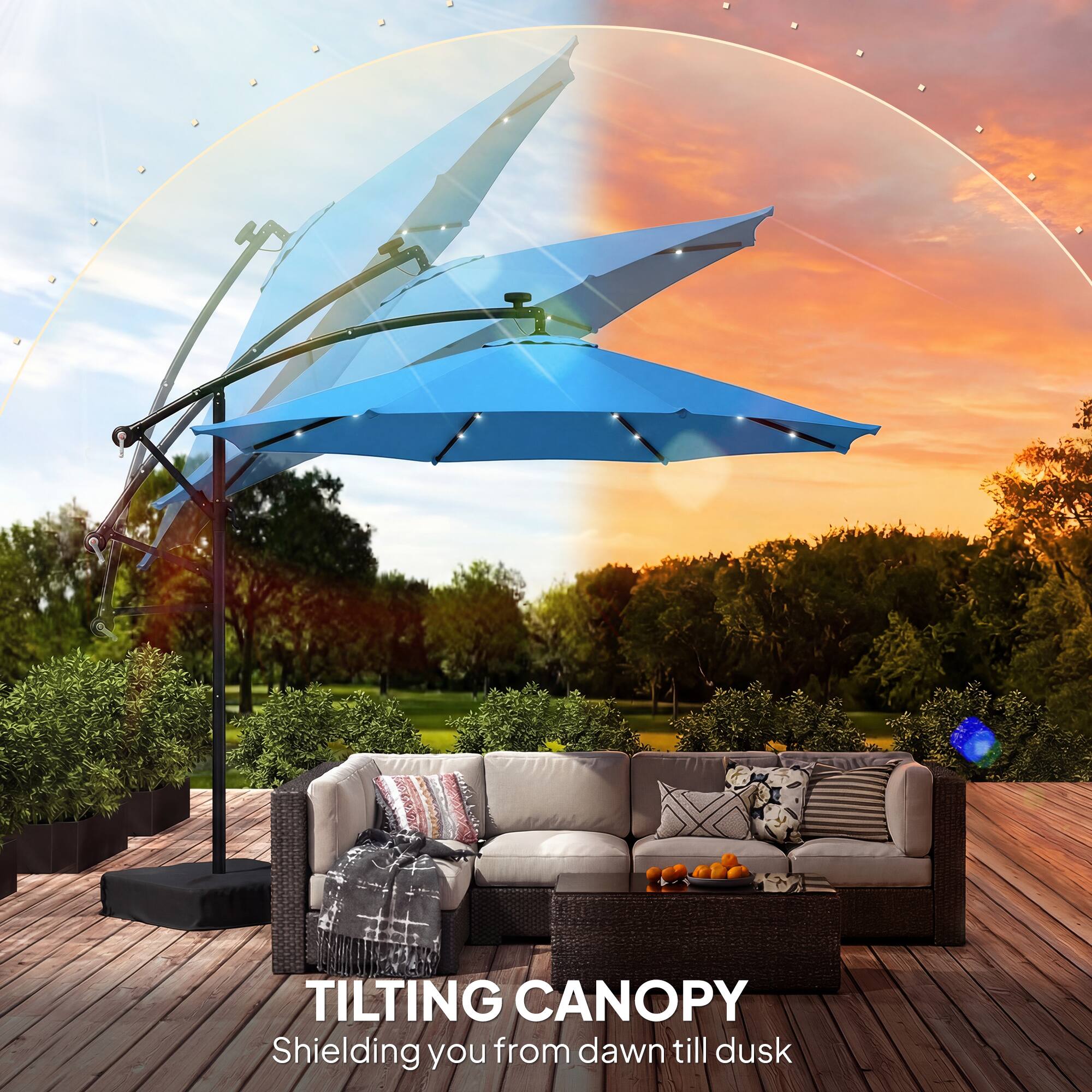 TILTING CANOPY  
Shielding you from dawn till dusk