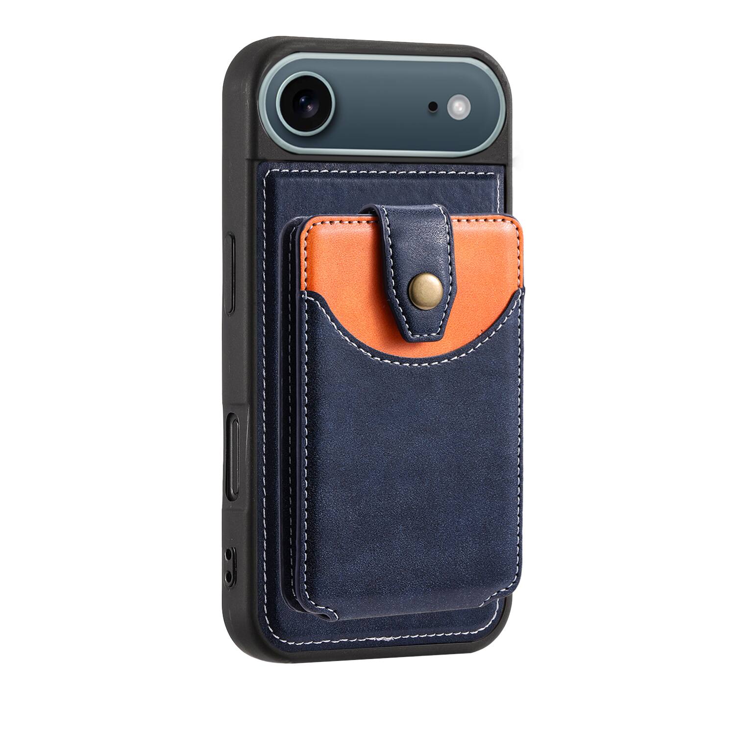 Alt View 2. Dteck - For Apple iPhone Air Wallet Case,2-in-1 Magnetic Detachable Faux Leather Wallet Flip Stand Card Holder TPU Inner Cover - Blue.