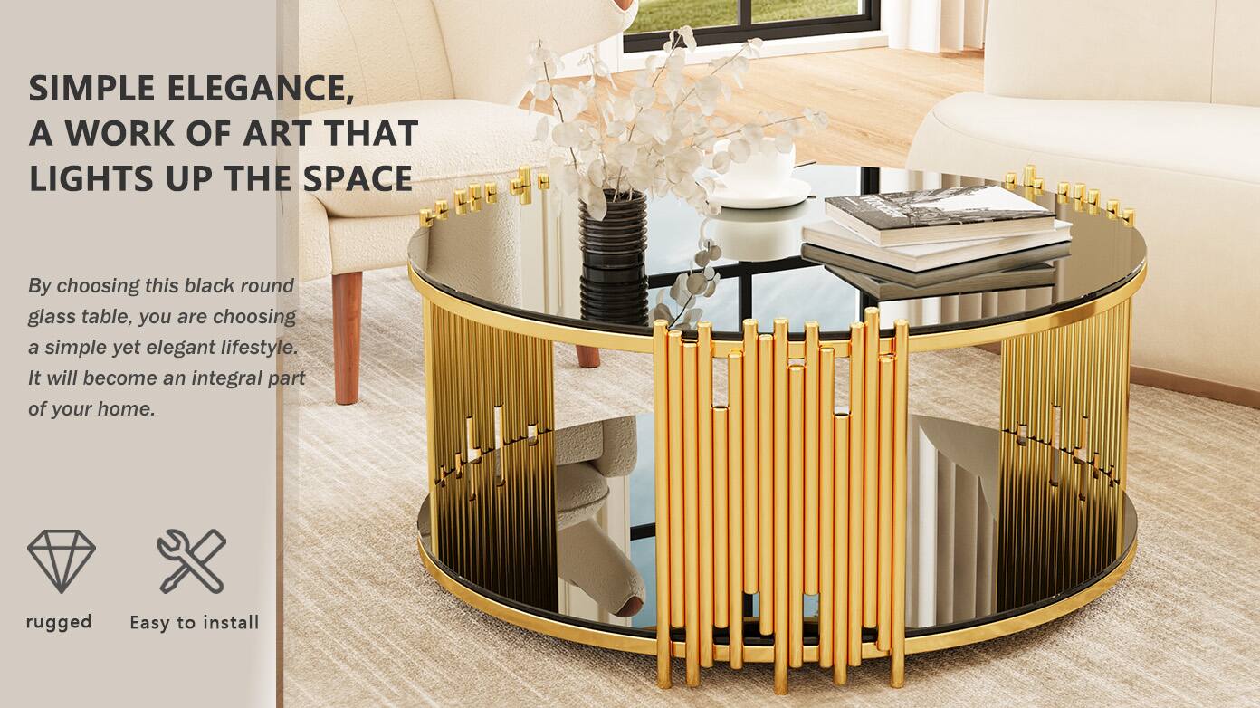 SIMPLE ELEGANCE,  
A WORK OF ART THAT LIGHTS UP THE SPACE

By choosing this black round glass table, you are choosing a simple yet elegant lifestyle. It will become an integral part of your home.

rugged  
Easy to install