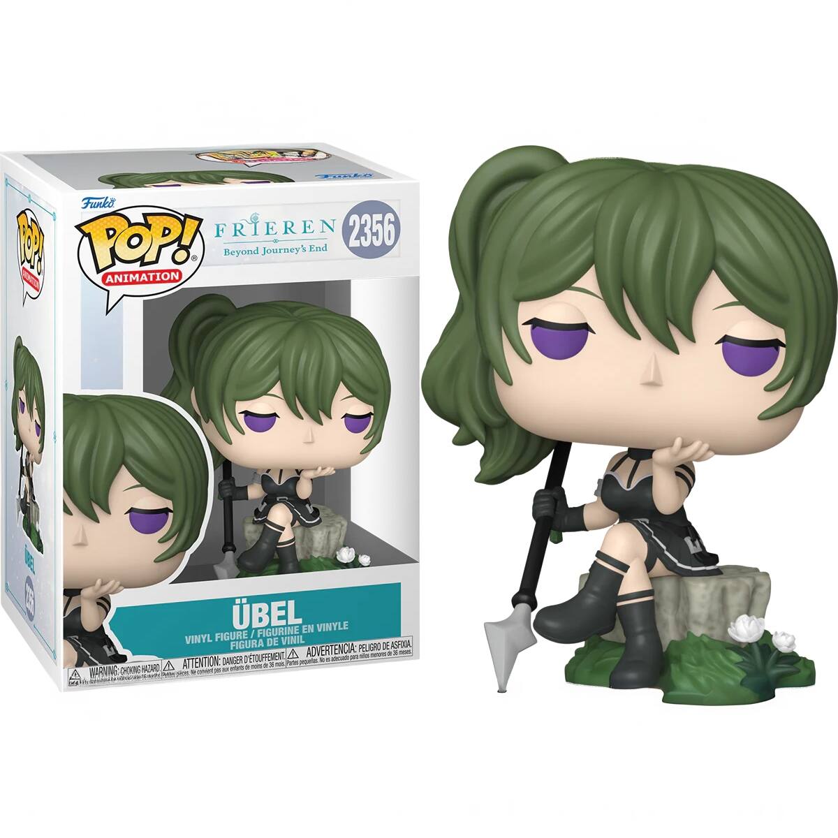 Funko POP! Animation  
Frieren  
2356  
Beyond Journey's End  

Übel  
Vinyl Figure / Figurine en Vinyle / Figura de Vinil / Figura de Vinilo  

Advertencia: Peligro de Asfixia  
Attention: Danger d'étouffement  
Warning: Choking Hazard  

Partners