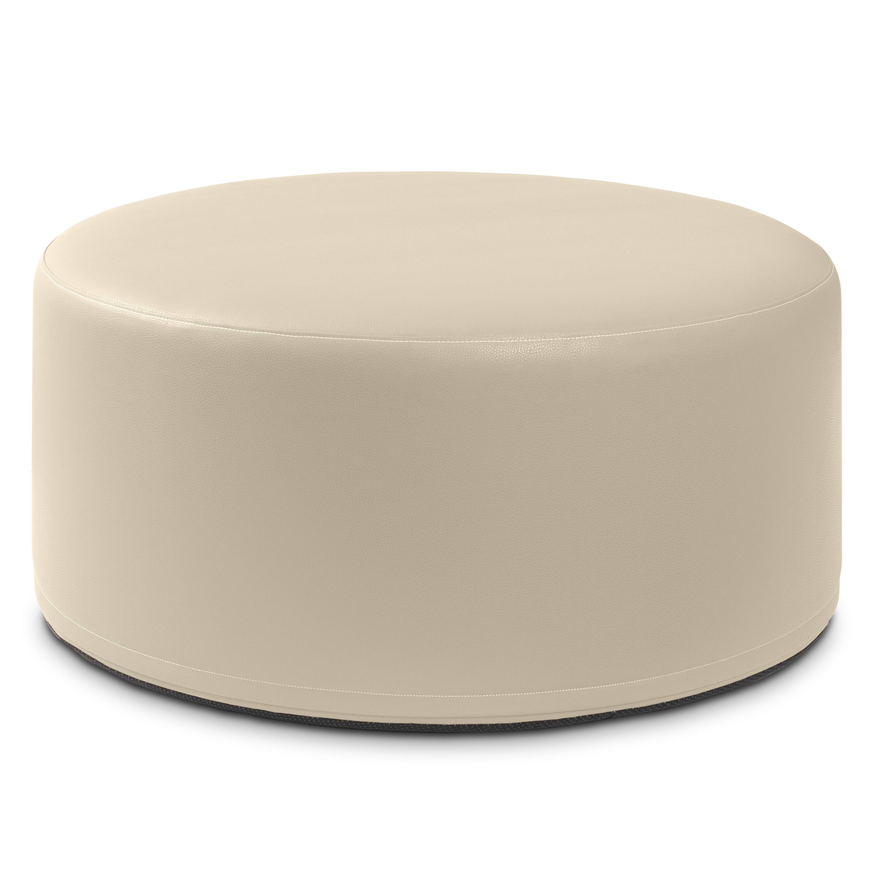 Jaxx - Candler Round Couch Oversized Giant Coffee Table Ottoman, Kid Safe with Removable Cover, Natural - Faux Leather Natural