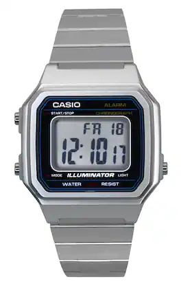 Casio - Classic Vintage Illuminator Chronograph Alarm Digital B650WD-1A Unisex Watch - Silver