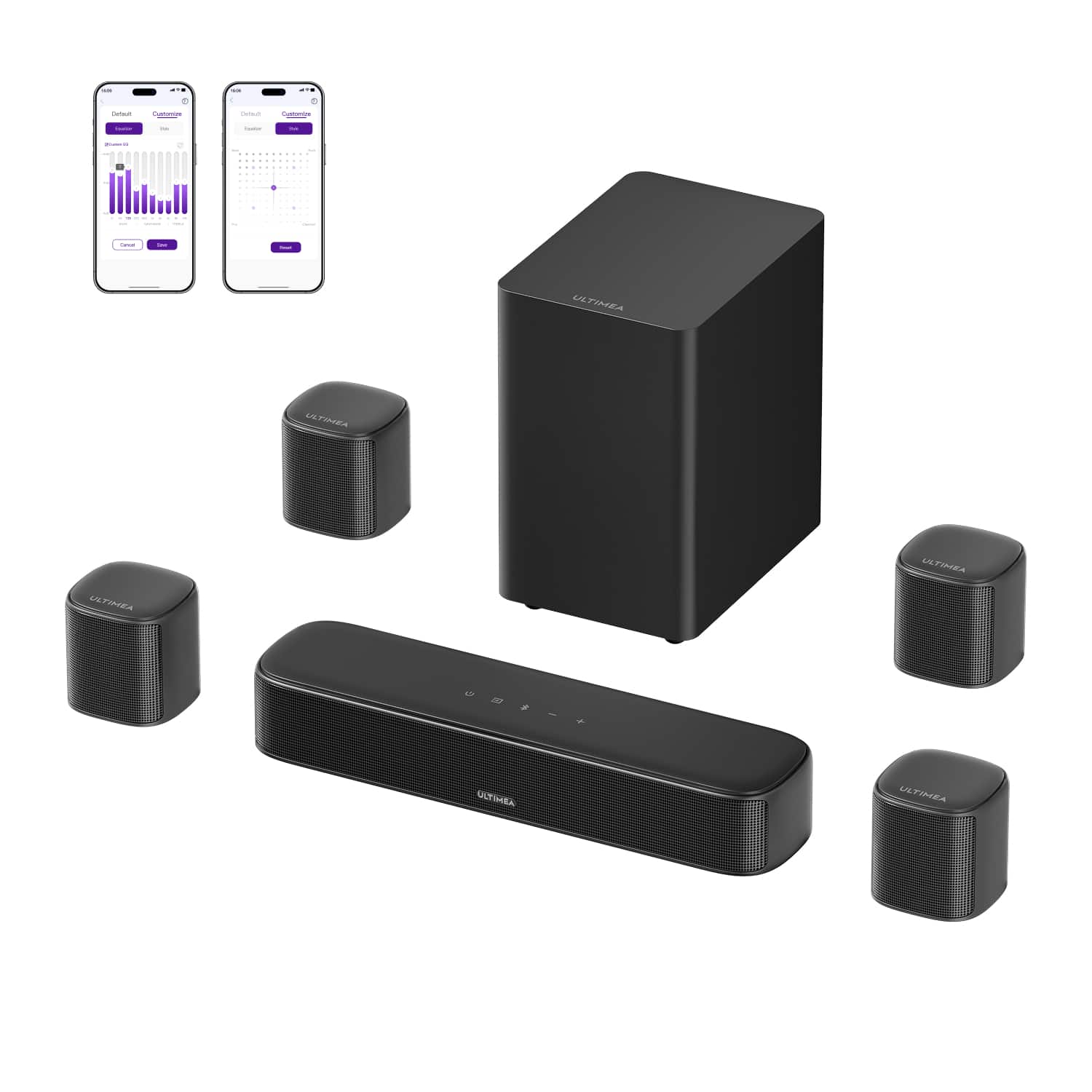 Ultimea - Aura S4T 7.1 Virtual Surround Soundbar with Enhanced Bass - Black