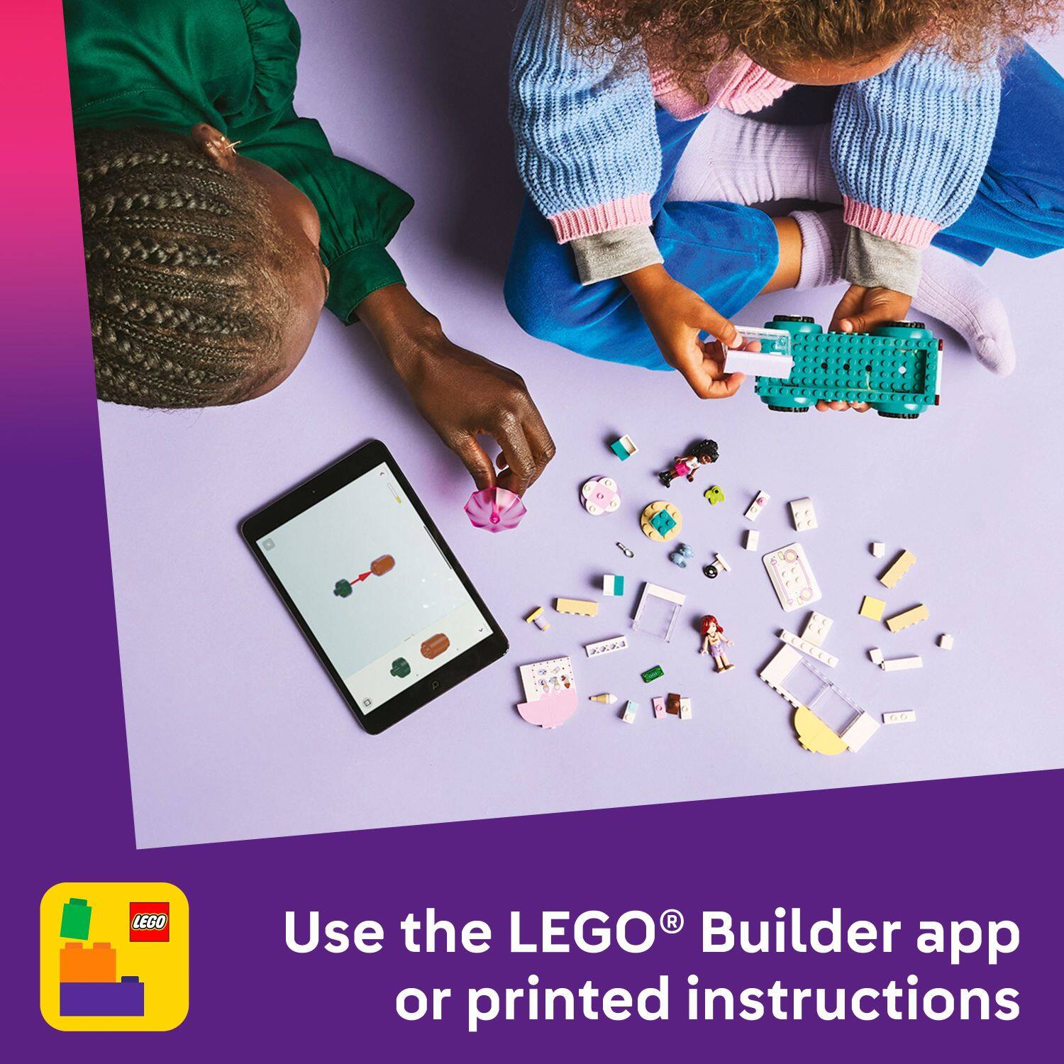Use the LEGO Builder app or printed instructions.