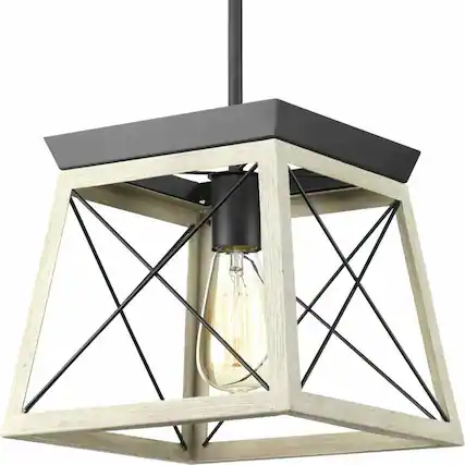 Front. Hivvago - Graphite Dimmable Farm Home Light Lantern Geometric Chandelier - Brown, Black.