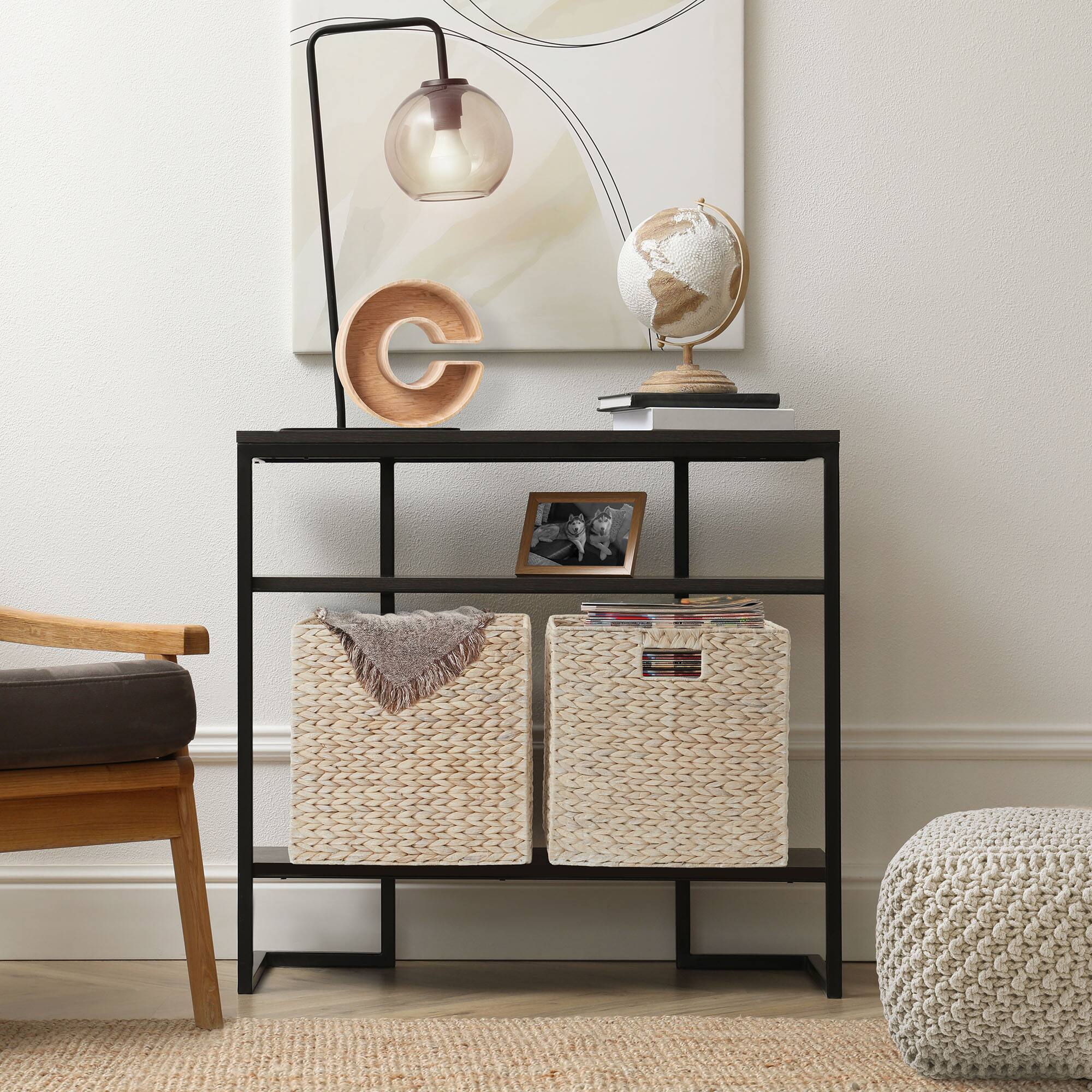 Alt View 1. Casafield - 13 x 13-in Water Hyacinth Storage Baskets  - 2 Pack - Whitewash.