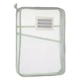 Unique Bargains - Mesh Zipper Pouch 12.4x9.3 Inch Transparent Multi-layer A4 File Organizer with Strap and Support Rod for Home - Green