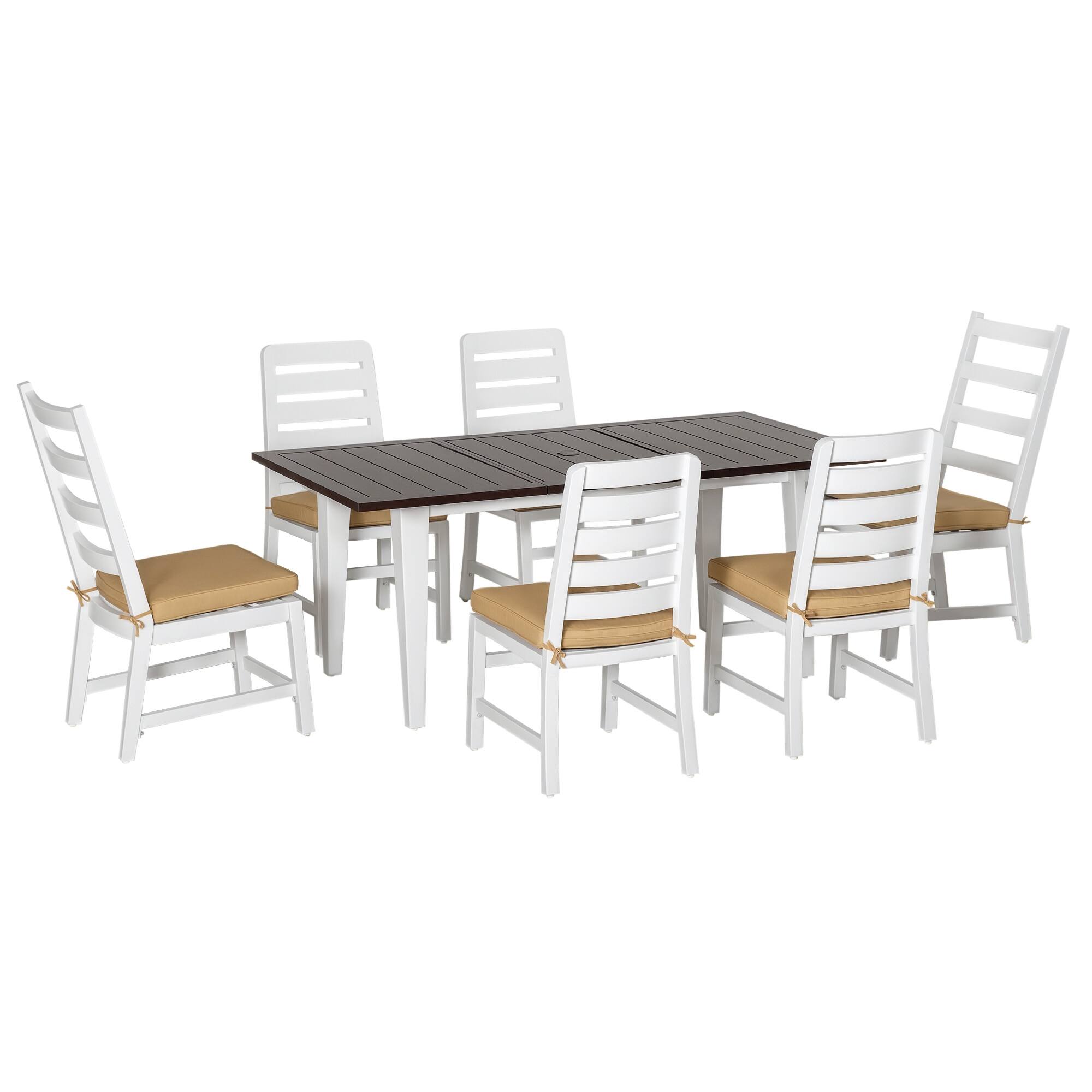 Outsunny - Patio Dining Set for 6, Outdoor Furniture Set with a Table & Chairs, Cushions - Coffee