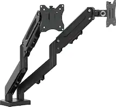 Front. j5create - Ergonomic Dual Monitor Desk Mount for Most 17”-32” Monitors - Black.