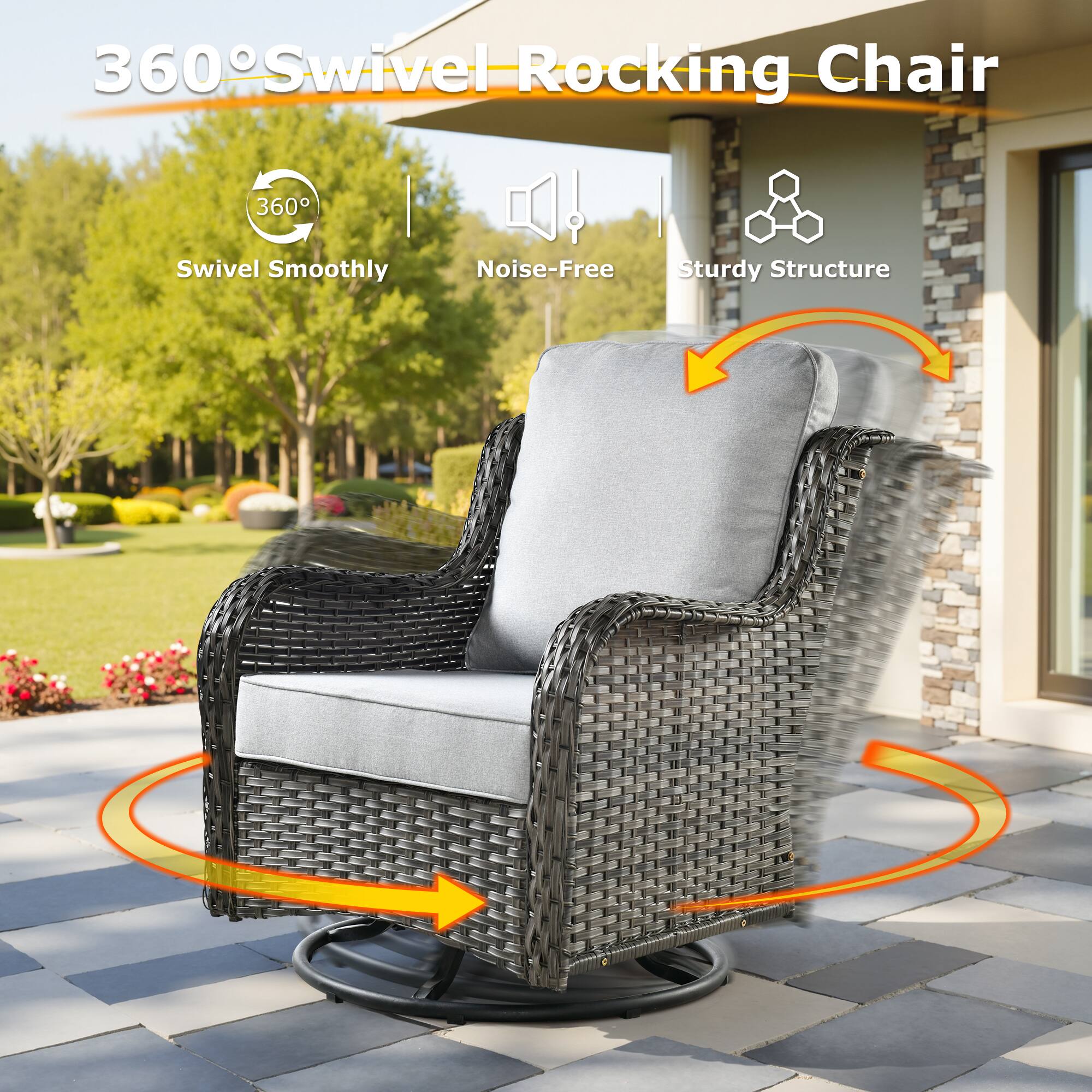 360° Swivel Rocking Chair

- Swivel Smoothly
- Noise-Free
- Sturdy Structure