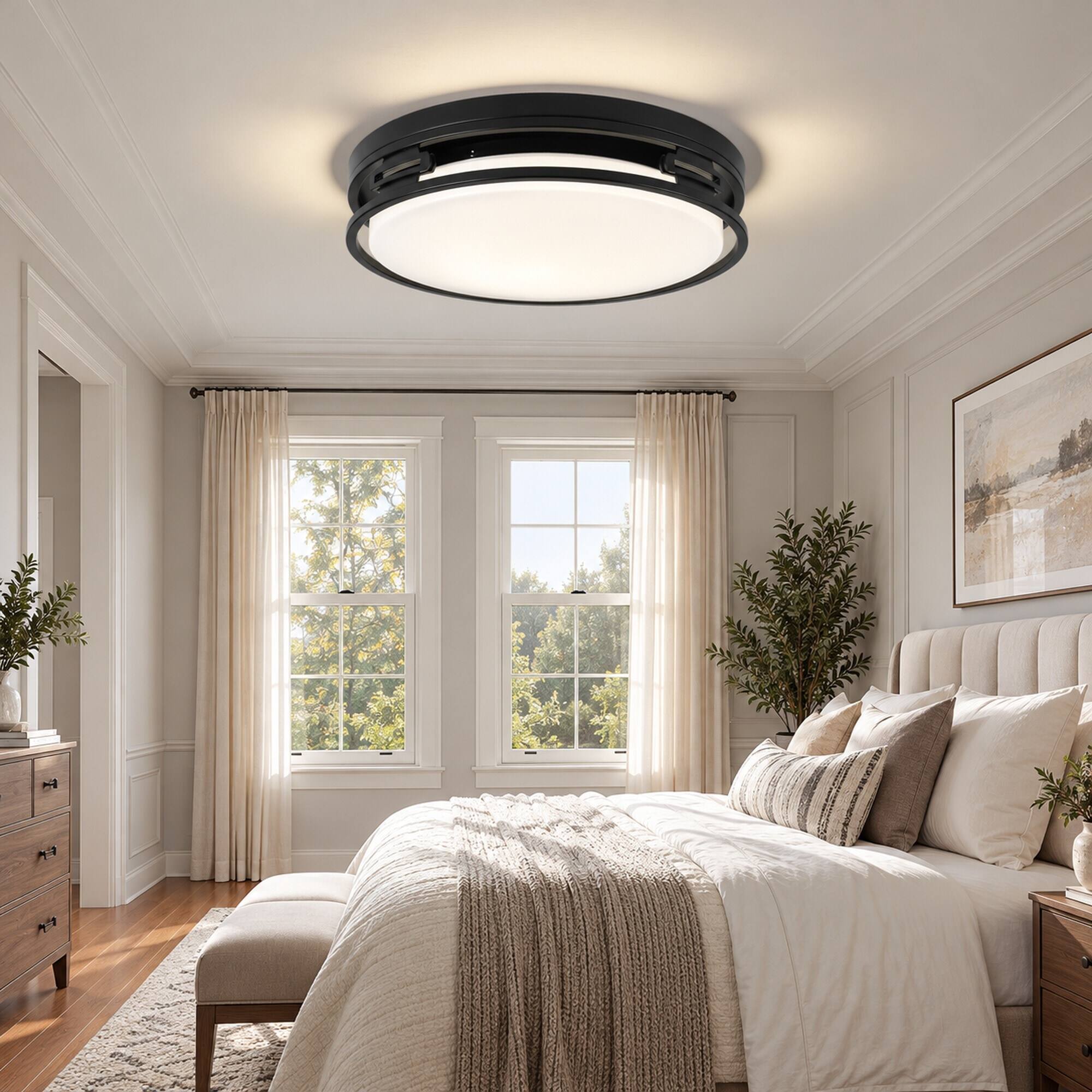 RYHNUYNE 14.57 in LED Flush Mount Ceiling Light, 22W, 5CCT Selectable ...
