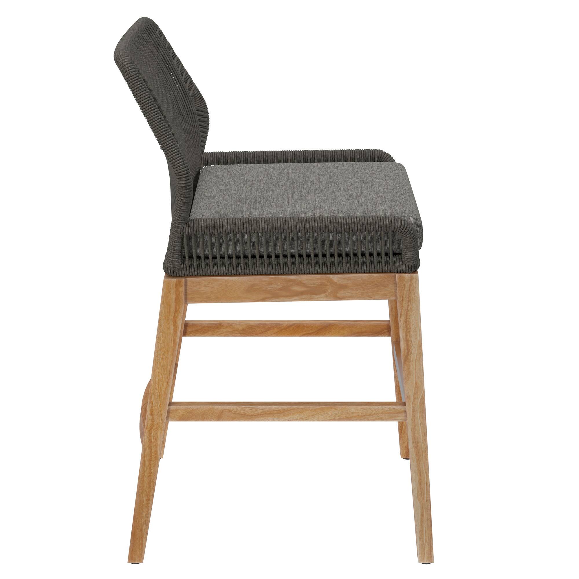 Alt View 2. Modway - Wellspring Outdoor Patio Teak and Rope Counter Stool by Modway - Gray Graphite.