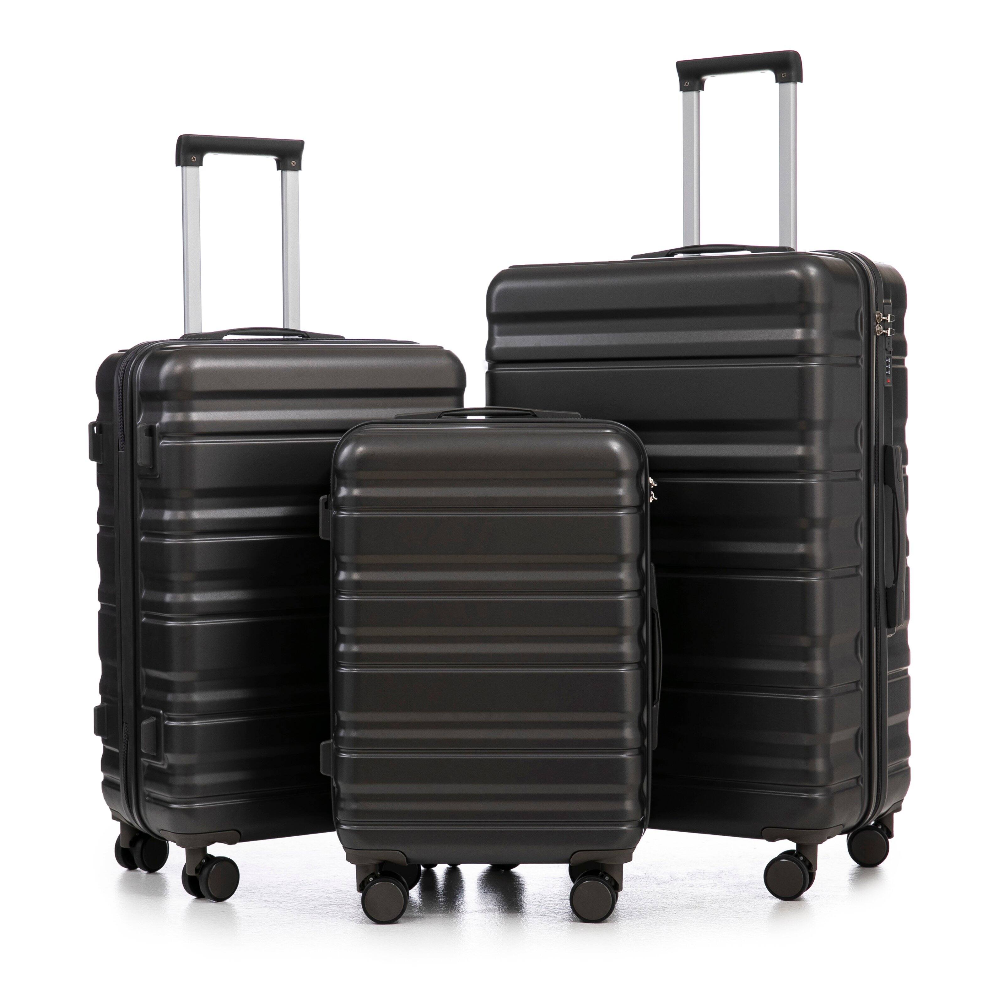 Front. Z-Edge - 3-Piece ABS Hardside Luggage Set (20" Carry-On, 24", 28"), Spinner Suitcases with Wheels, Combination Lock - Dark Gray.