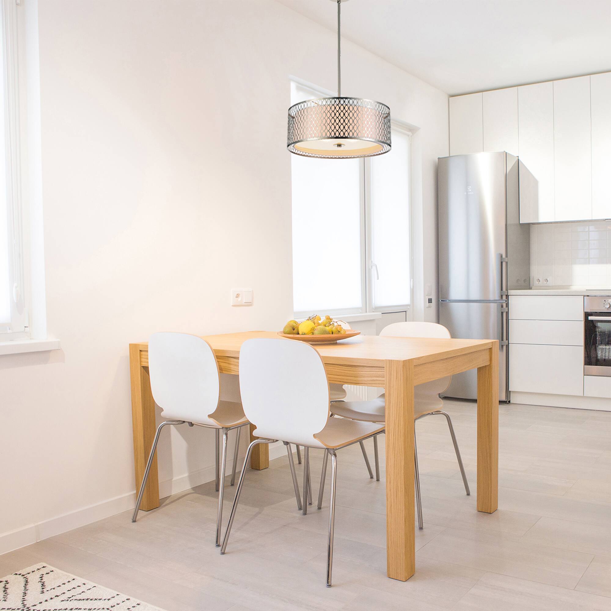 Alt View 3. CWI Lighting - Mikayla 5 Light Drum Shade Chandelier With Satin Nickel Finish - Satin Nickel.