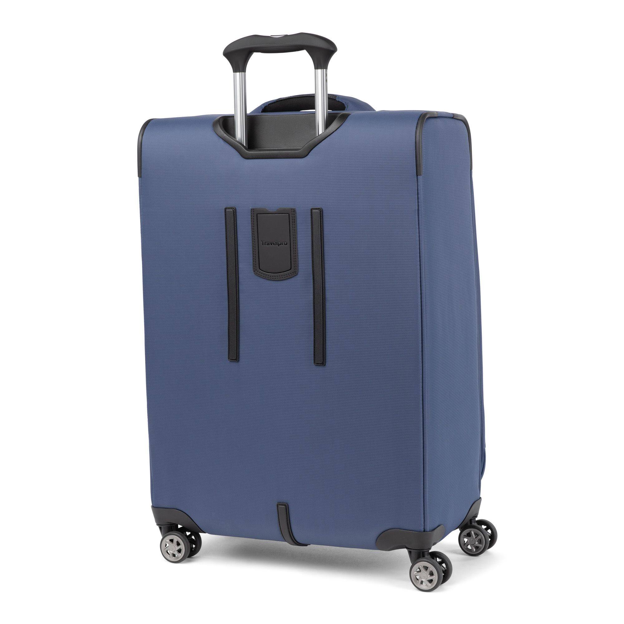 Back. Travelpro - Walkabout 6 Softside Expandable 25" Medium Checked Spinner Luggage - Ocean Blue.