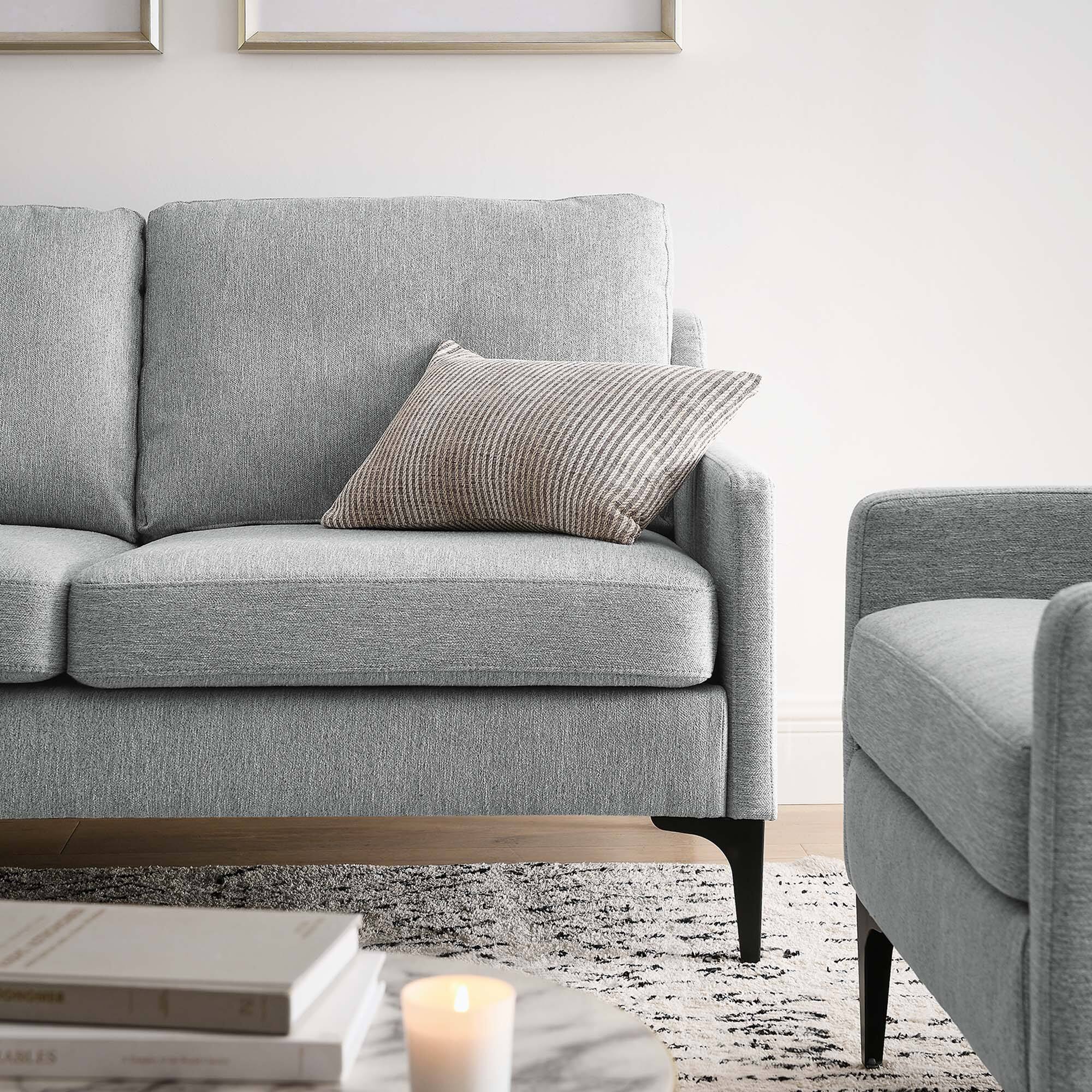 Back. Modway - Corland Upholstered Fabric Loveseat by Modway - Light Gray.
