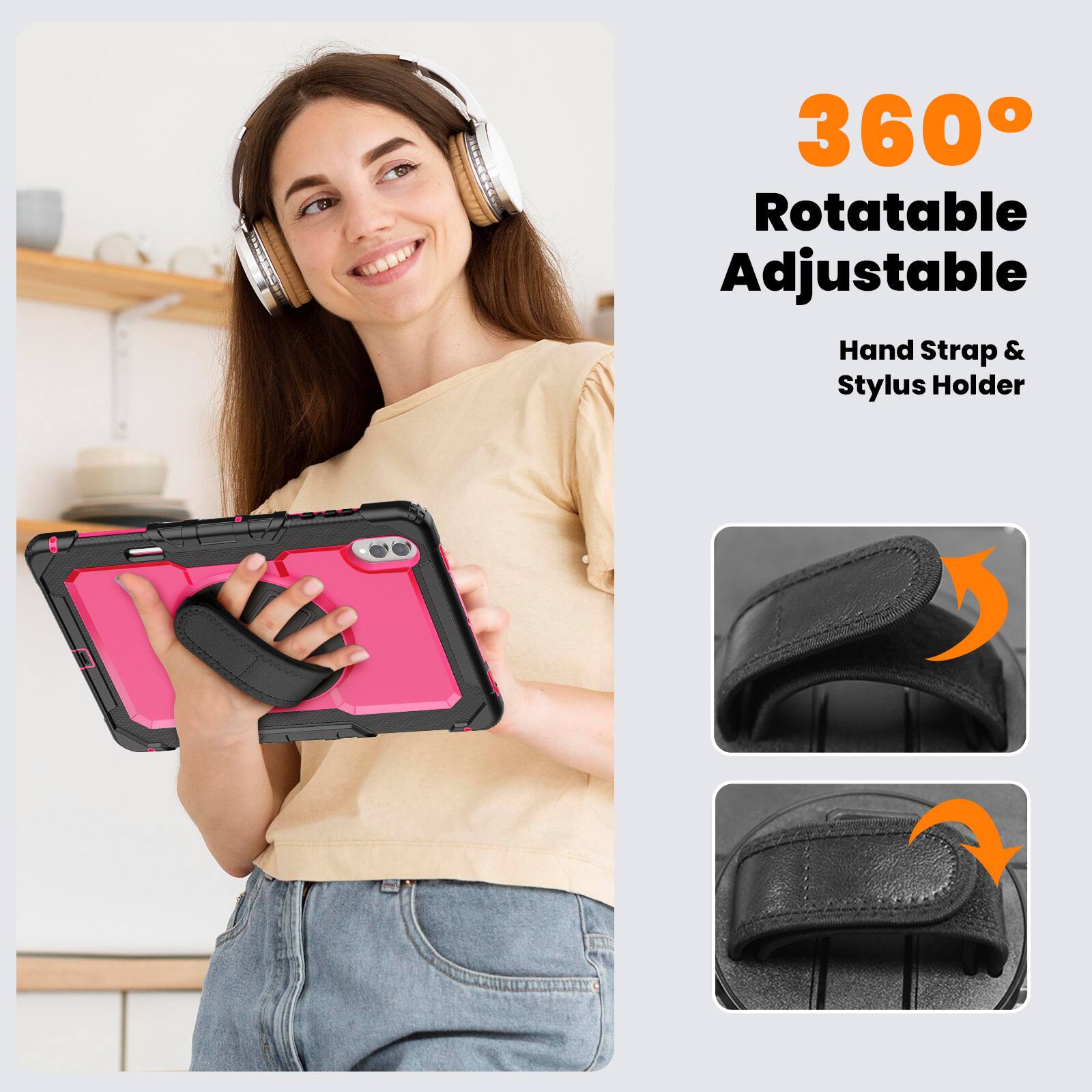 360° Rotatable Adjustable Hand Strap & Stylus Holder