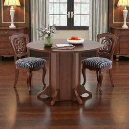 Hivvago - Compact Round Table with Pedestal for Family Dining - Walnut