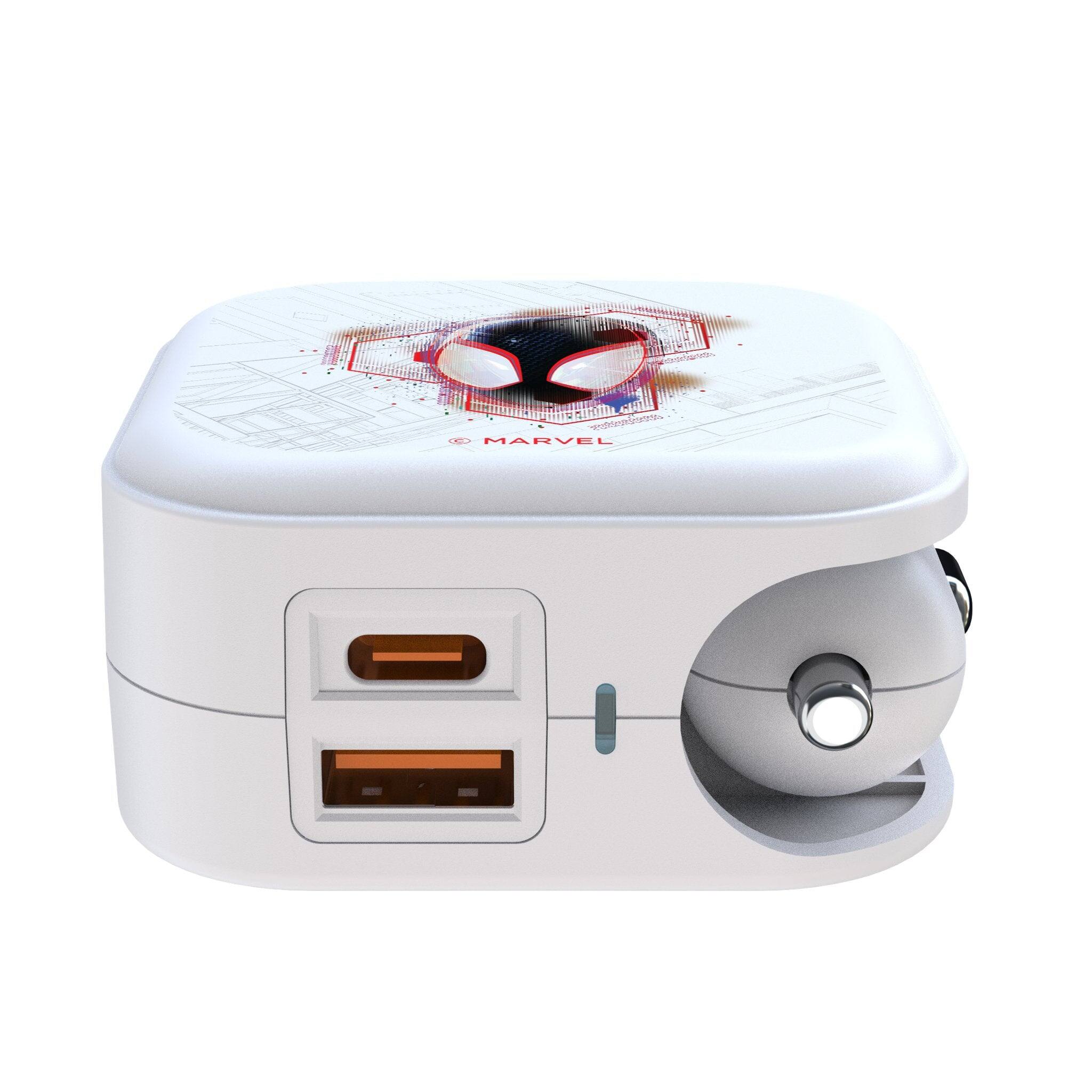 Angle. Keyscaper - Marvel Badge 2 in 1 USB Charger - Miles Morales.