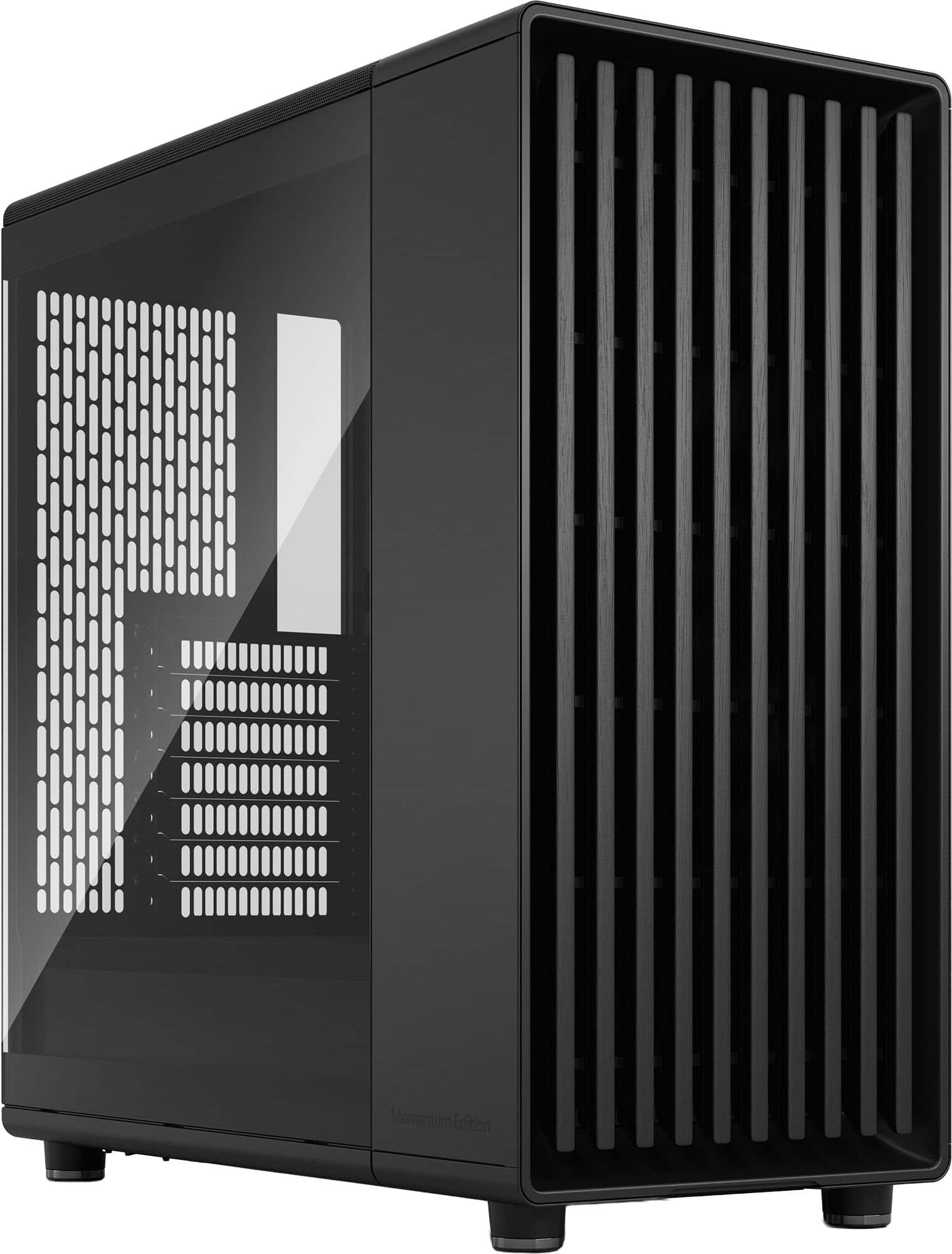 Fractal Design - North Momentum Edition Black E-ATX Chassis with Blackened Oak Front and TG Side Panel Mid Tower PC Case - Black