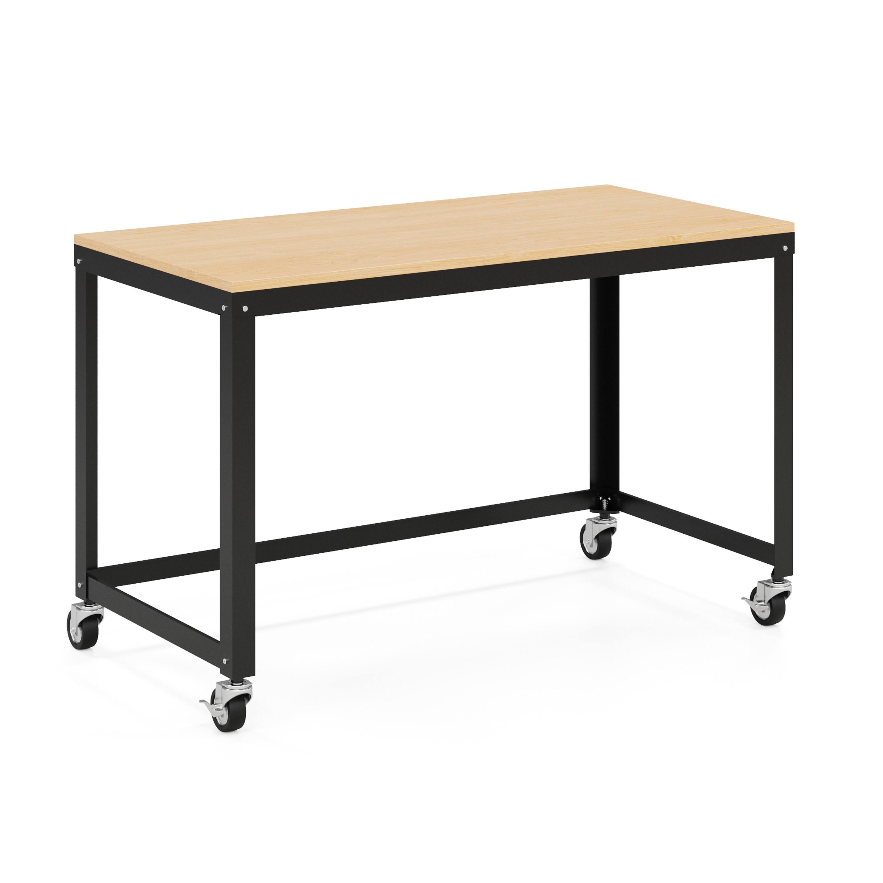 Angle. Space Solutions - Space Solutions Ready-to-assemble 48-inch Wide Mobile Metal Desk with Laminate Top, Black / Maple - Black.