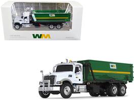 First Gear - Mack Granite MP Refuse Garbage Truck with Tub-Style Roll-Off Container Waste Management 1/87 (HO) - White and Green