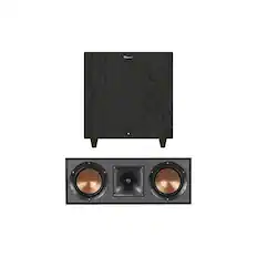 Front. Klipsch - Klipsch R-52C Powerful Detailed Center Channel Spk Set of 1 Black R-80SWi 8-inch Subwoofer with Deep Bass Black Bundle - Black.