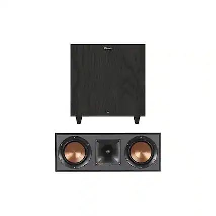 Front. Klipsch - Klipsch R-52C Powerful Detailed Center Channel Spk Set of 1 Black R-80SWi 8-inch Subwoofer with Deep Bass Black Bundle - Black.