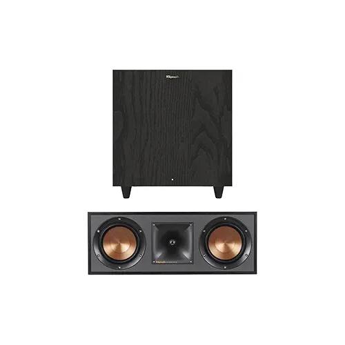 Klipsch - R-52C Powerful Detailed Center Channel Spk Set of 1 R-80SWi 8-inch Subwoofer with Deep Bass Bundle - Black