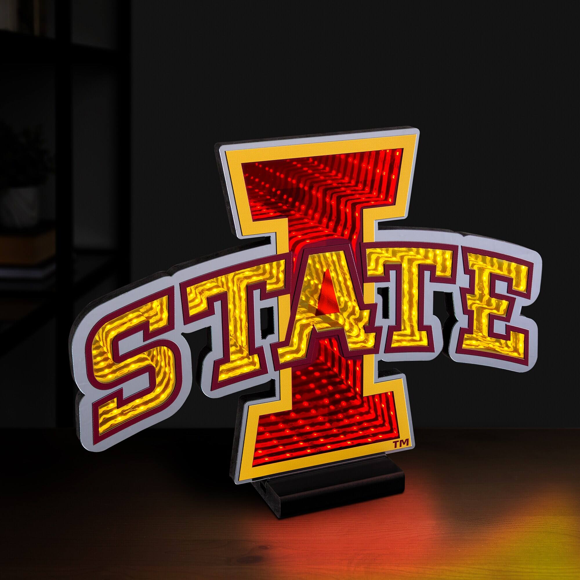 Alt View 2. Sporticulture - Iowa State Cyclones LED Infinity Logo Light - Red.
