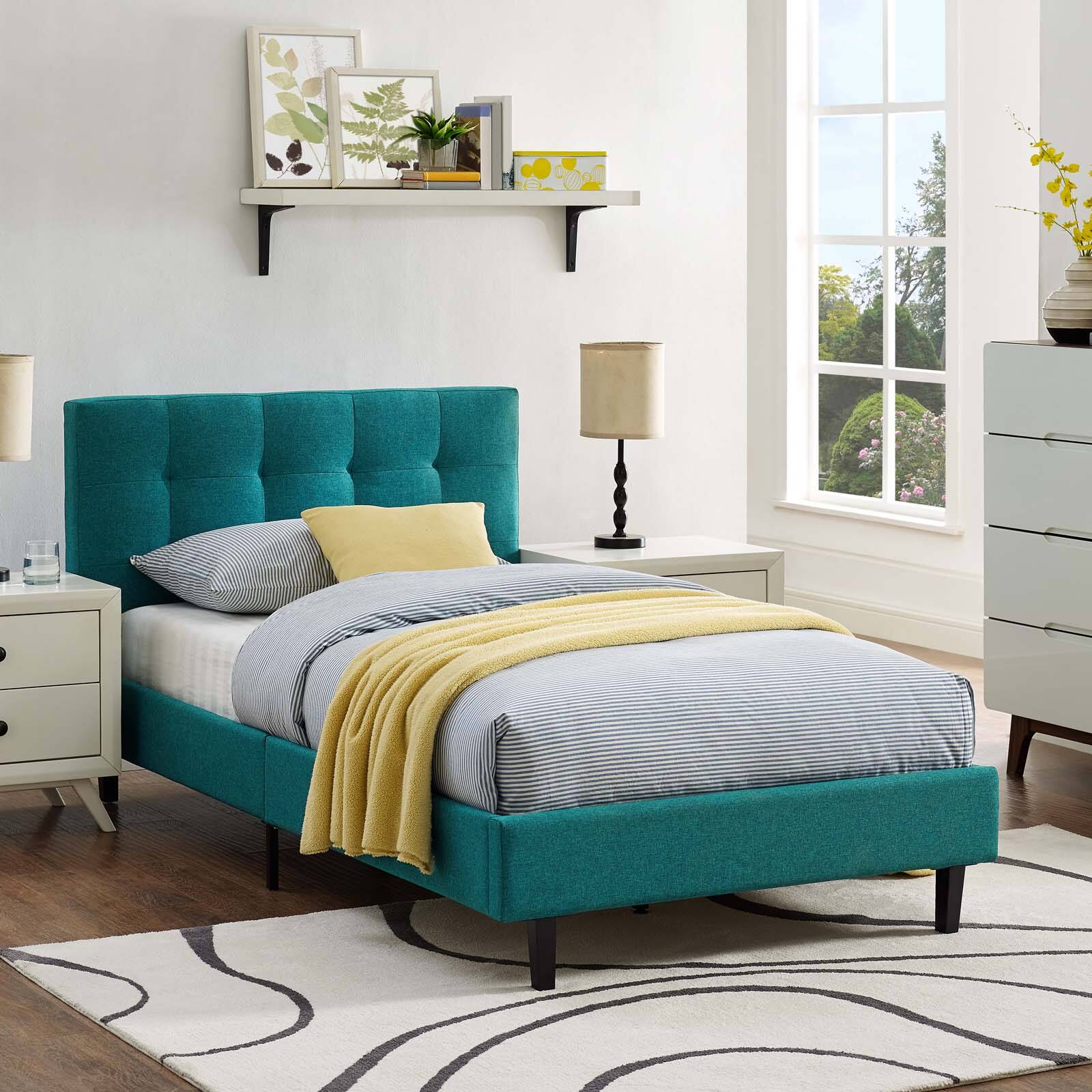 Alt View 2. Modway - Mia Fabric Twin Bed - Gray.
