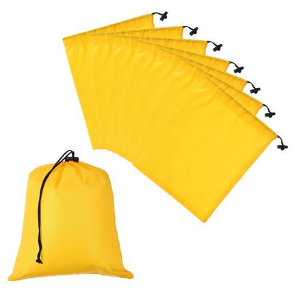 Front. Unique Bargains - Drawstring Bag with Toggle, Stuff Sack Waterproof Travel Storage Cinch Pouch, 10" x 12" & 8pcs - Fits Gym/Travel/Hiking - Yellow.